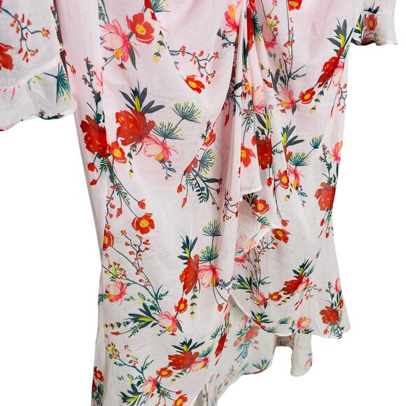 NWT Sau Lee Ciara Pink Floral Ruffle Midi Dress Size 6 Wedding Guest - Picture 11 of 16